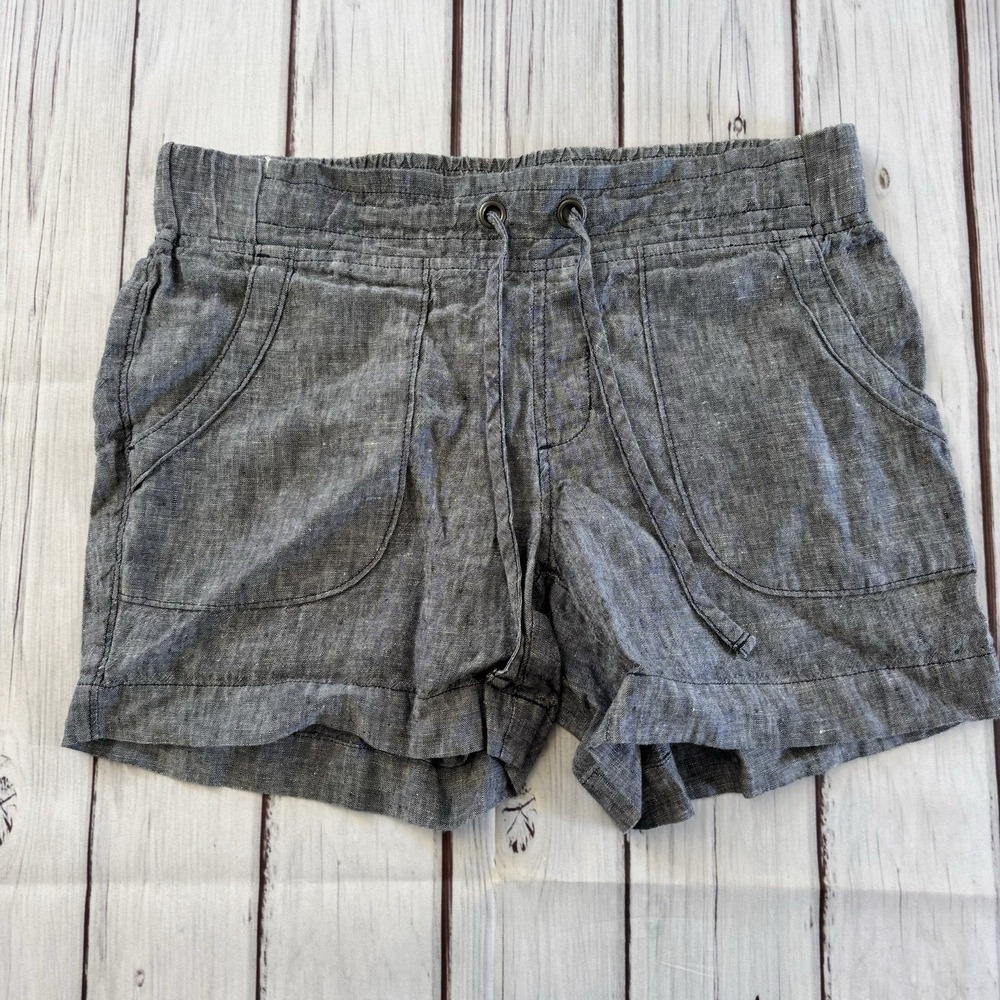 Athleta Casual Pocket‎ Short Women's Size 4 Gray 100% Linen Summer